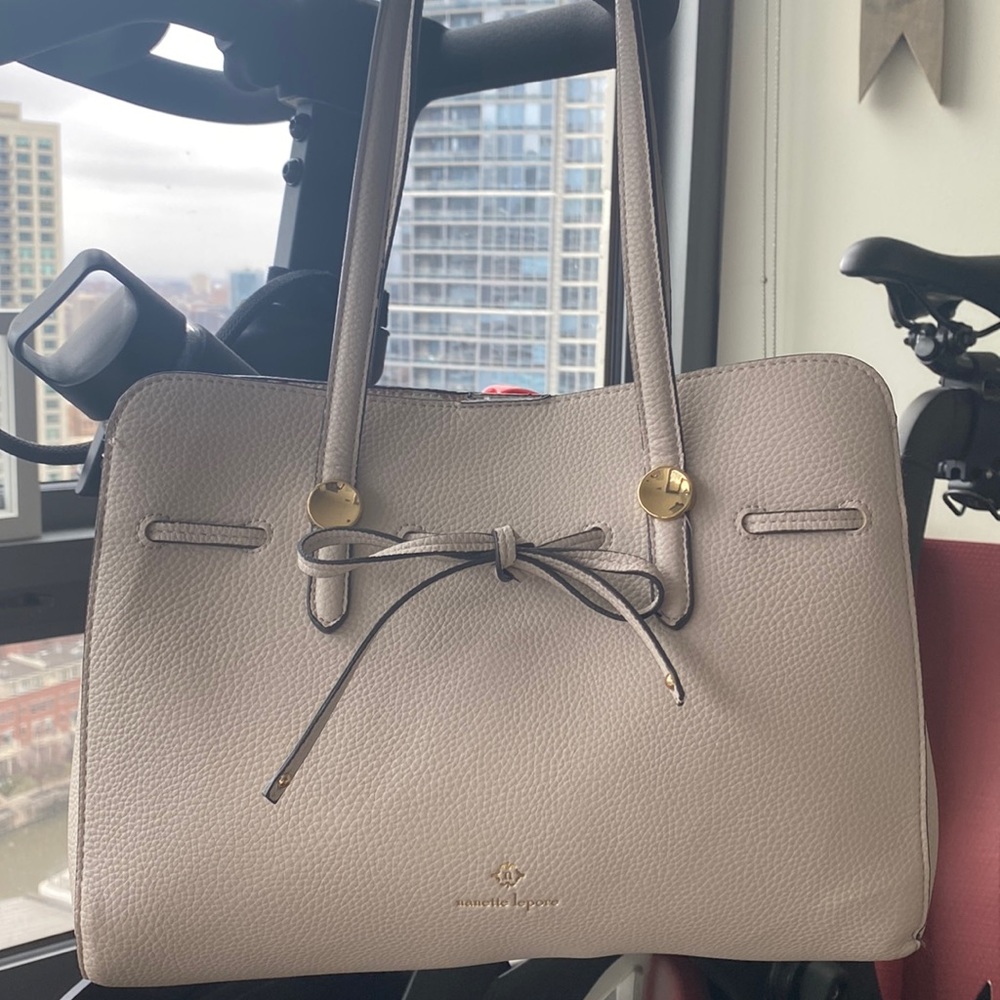 Nanette Lapore Grey Purse with Gold Detailing